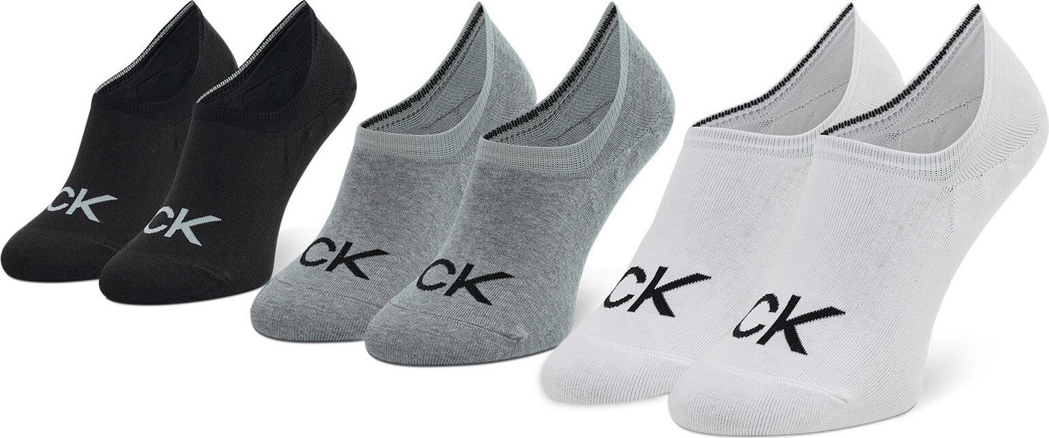 Sada 3 párů dámských nízkých ponožek Calvin Klein 701218723 Grey Combo