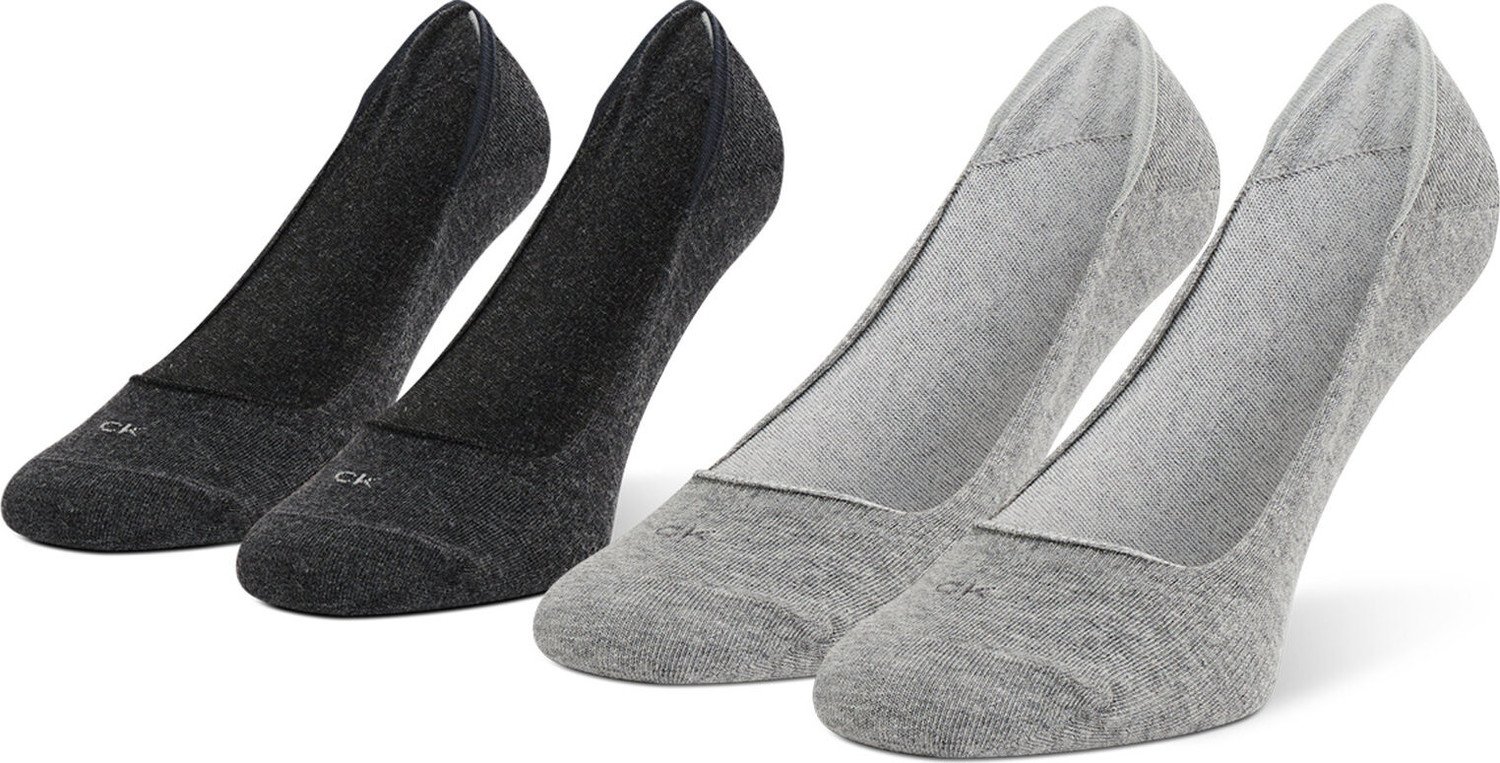 Sada 2 párů dámských ponožek Calvin Klein 701218767 Dark Grey Melange 005