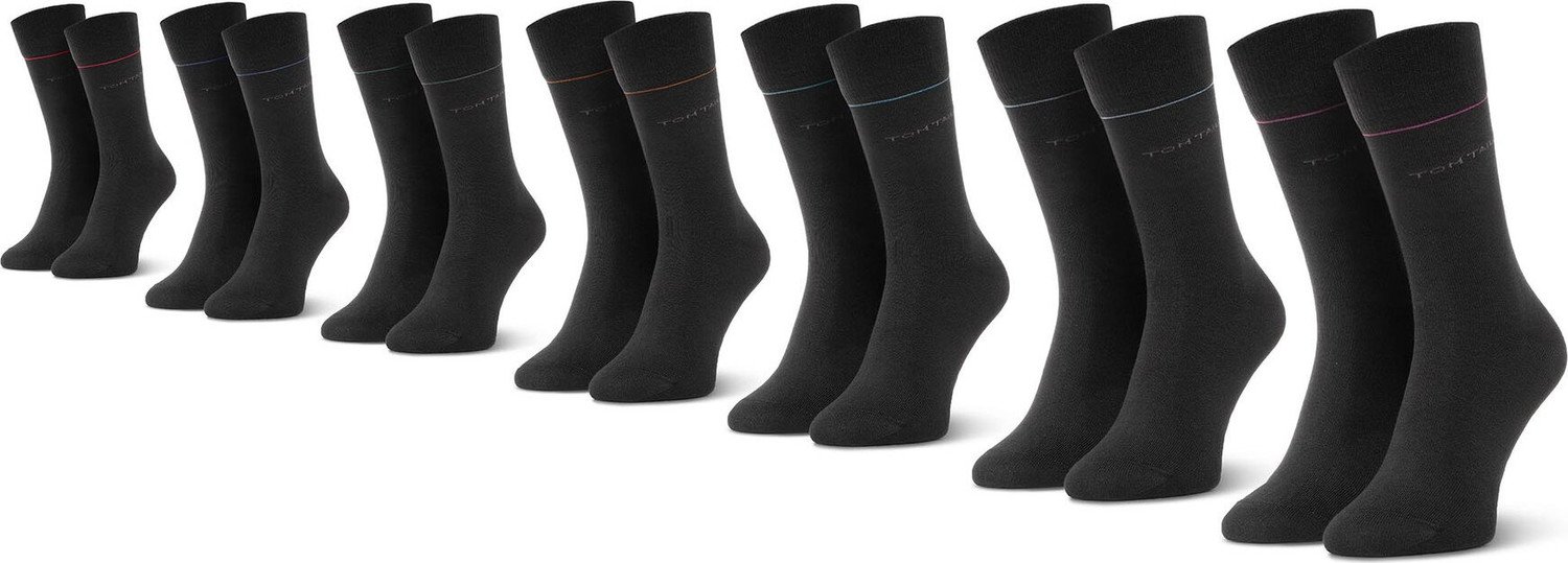Sada 7 párů vysokých ponožek unisex Tom Tailor 9997 Black 610