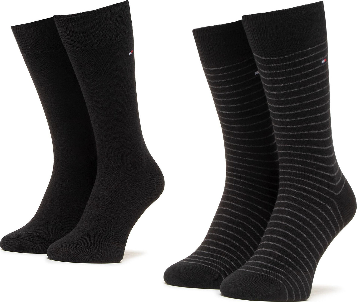 Sada 2 párů pánských vysokých ponožek Tommy Hilfiger 100001496 Black 200