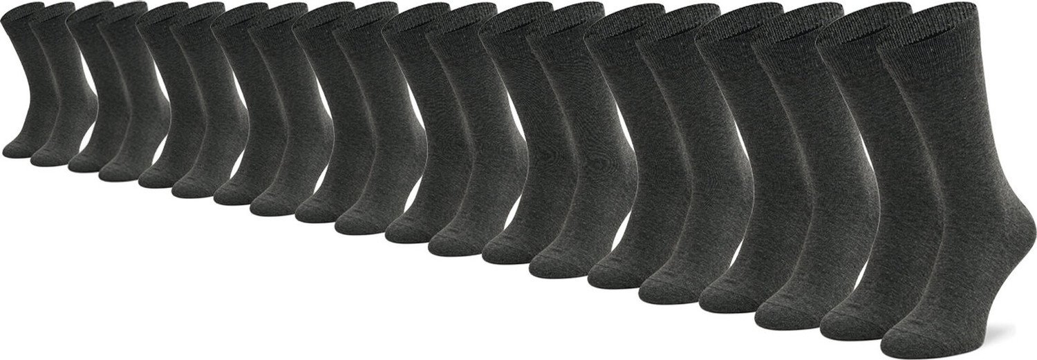 Sada 10 párů vysokých pánských ponožek Jack&Jones Jacjens r. OS 12125756 Dark Grey/Melange