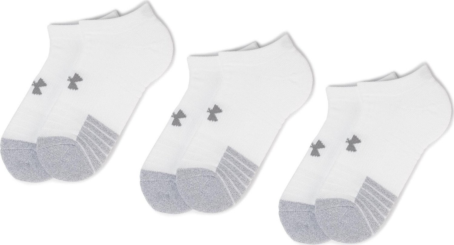 Sada 3 párů nízkých ponožek unisex Under Armour Heatgear No Show Sock 1346755-100 White