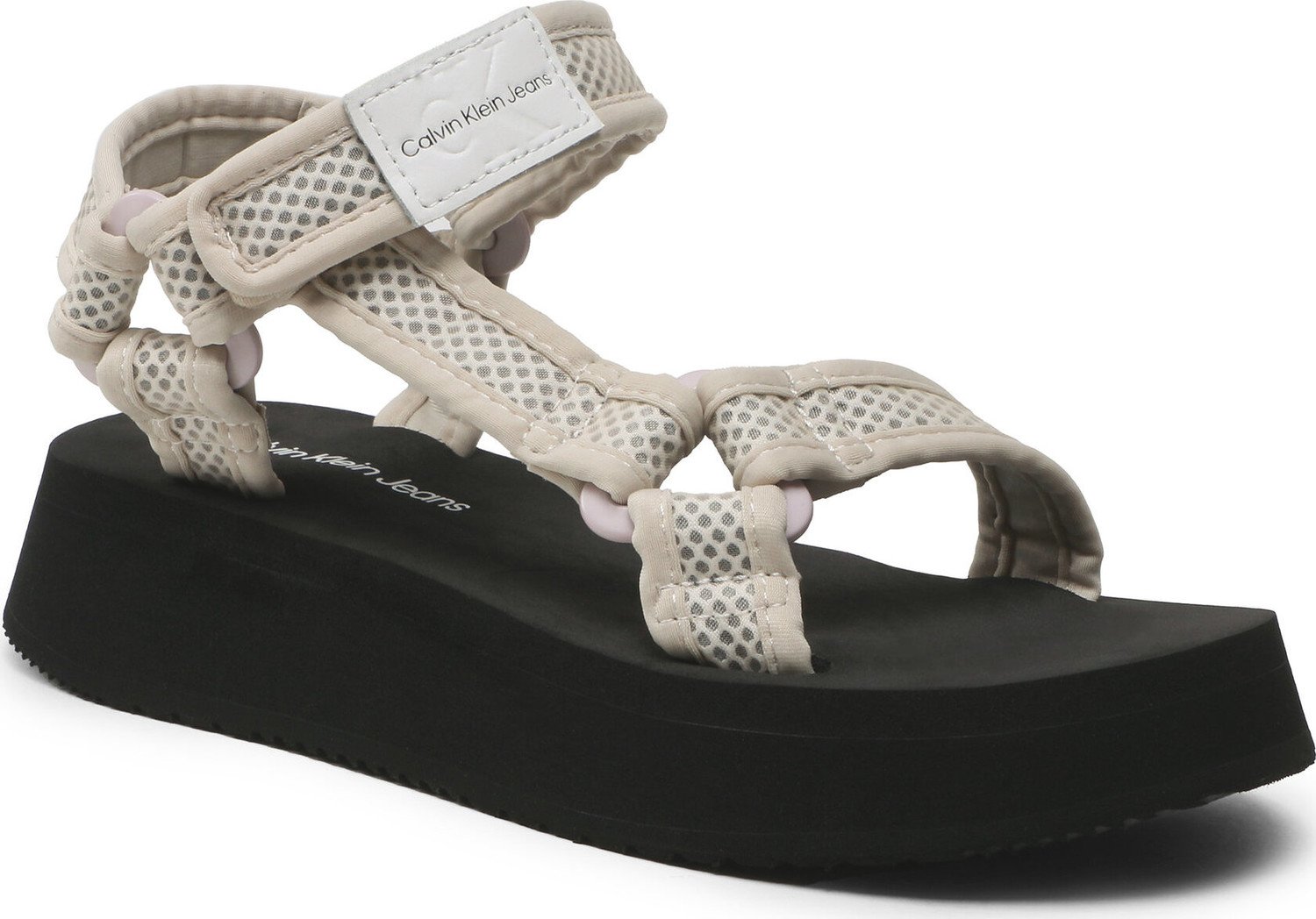 Sandály Calvin Klein Jeans Prefresato Sandal Webbing Mesh YW0YW00969 Eggshell ACF