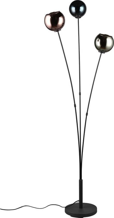 Leskle černá stojací lampa (výška 150 cm) Sheldon – Trio