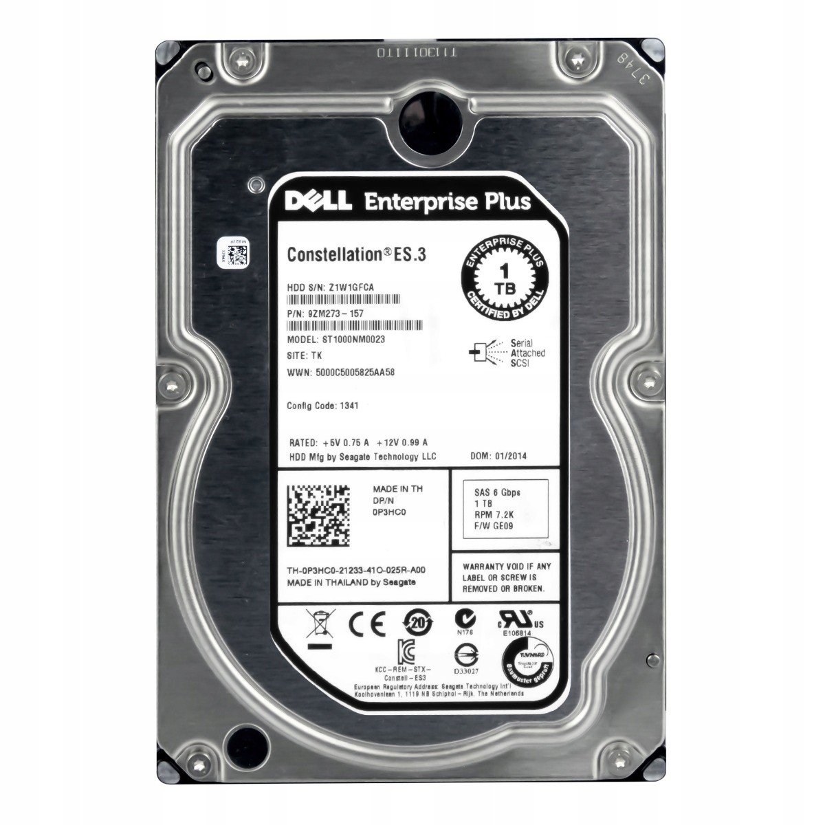 Dell 0P3HC0 1TB 7.2K Sas 16MB ST1000NM0023 3.5''