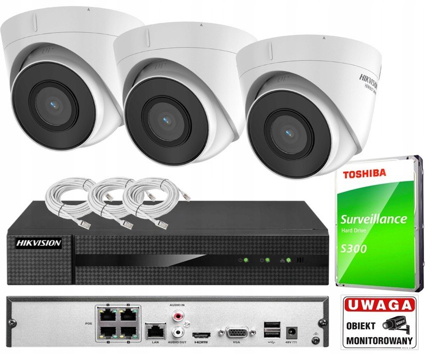 Monitoring Hikvision 3 Fhd Ip kamery PoE Detekce