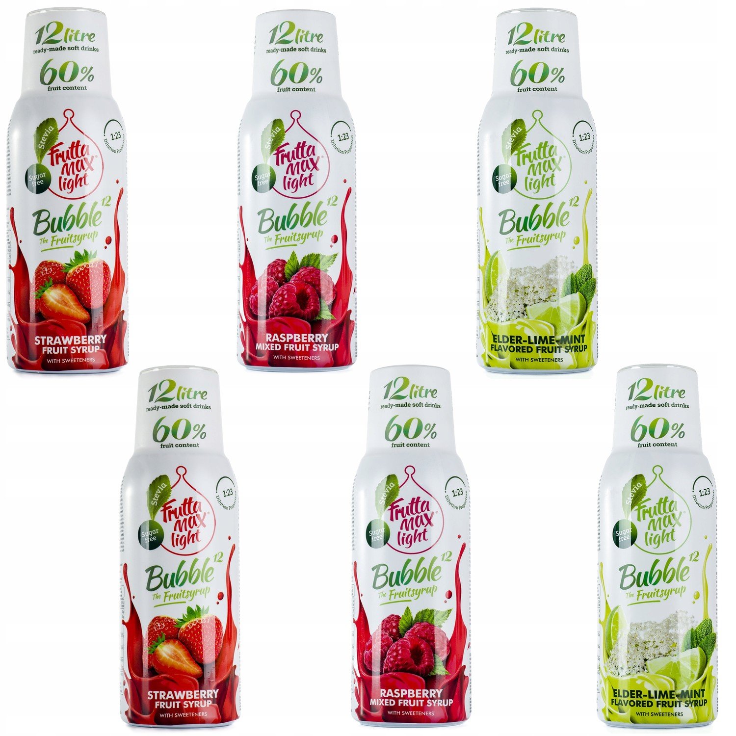 Fruttamax 6 sirupů: Jahoda Malina Limetka.