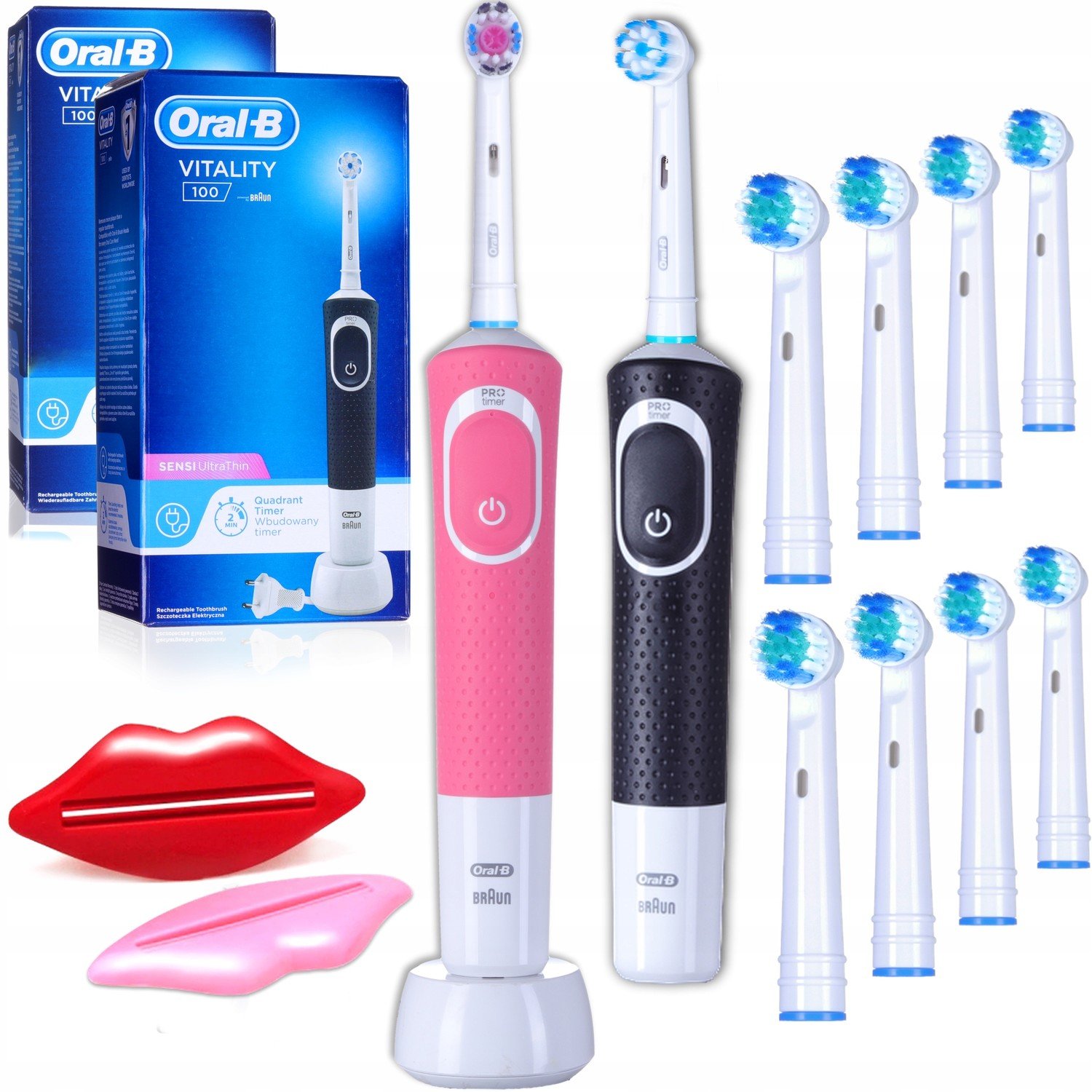 2x Elektrický zubní kartáček Vitality OralB Koncovky
