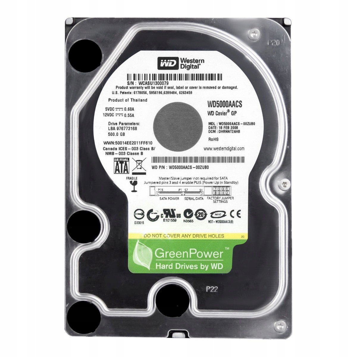 Wd Zelená Gp 500GB 7.2K Sata II 3.5'' WD5000AACS