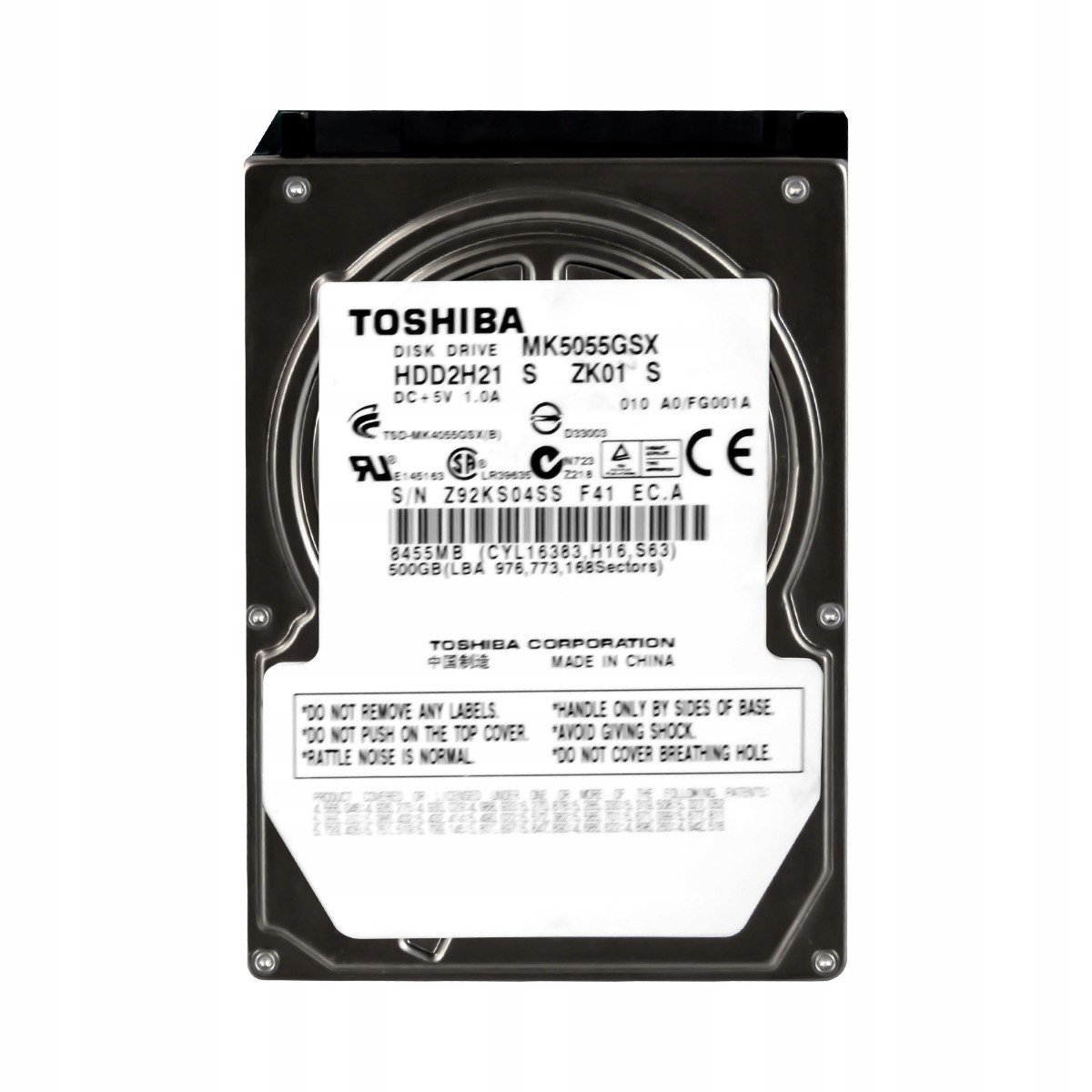 Toshiba 500GB 5,4K 8MB Sata II 2,5'' MK5055GSX