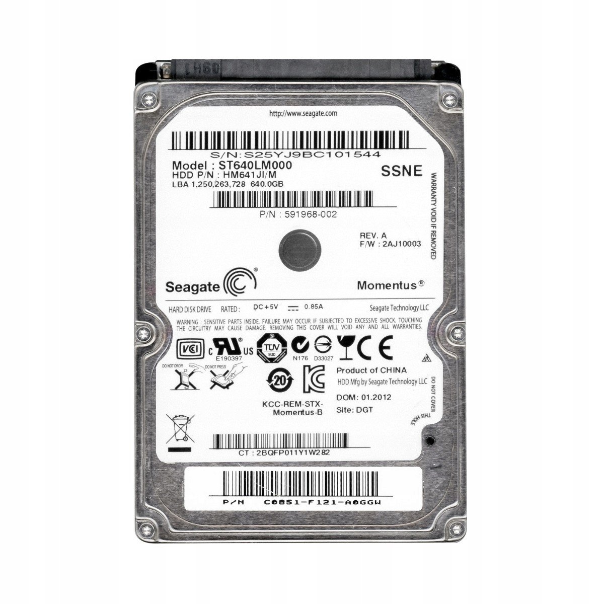 Seagate 640GB 5,4K 8MB Sata II 2,5'' ST640LM000