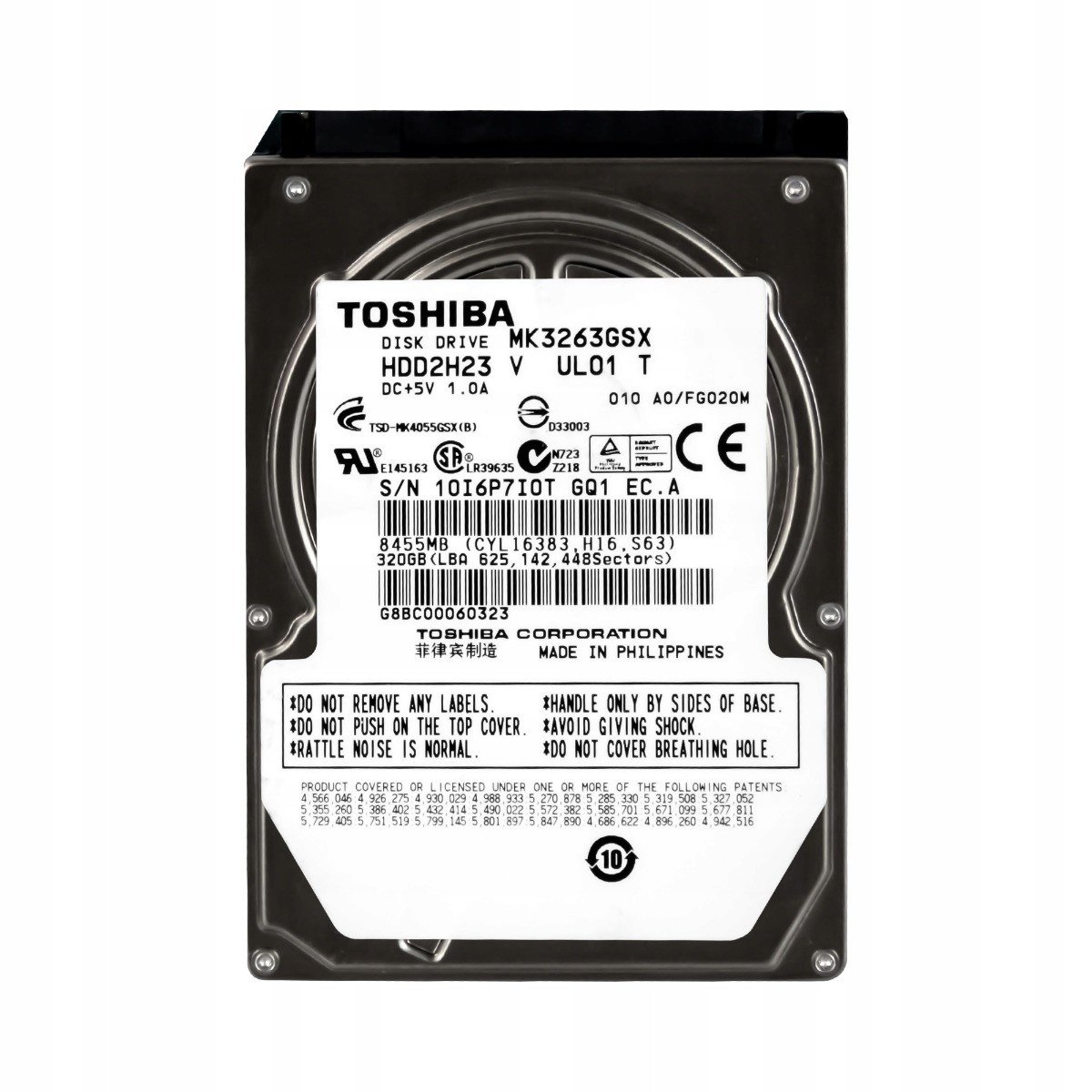 Toshiba 320GB 5,4K 8MB Sata II 2,5'' MK3263GSX