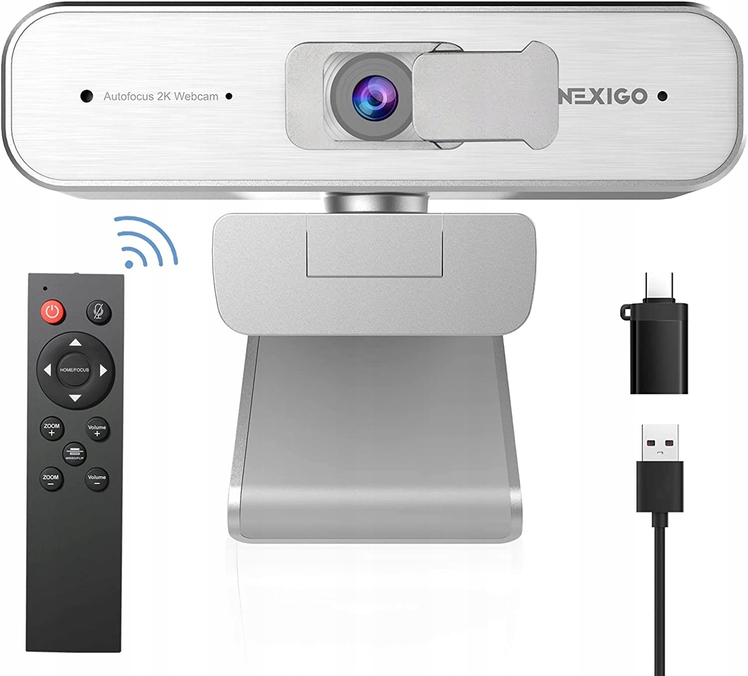 Webkamera NexiGo N940P, 2K, stříbrná