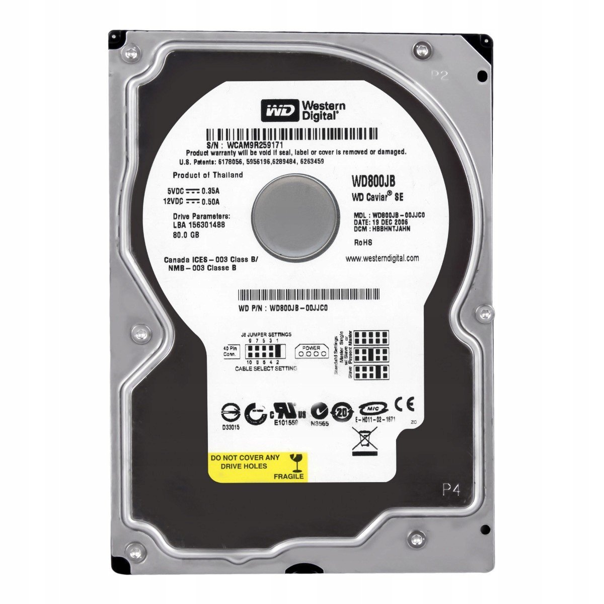 Wd Caviar 80GB 7.2K 8MB Ata 3.5' WD800JB-00JJC0