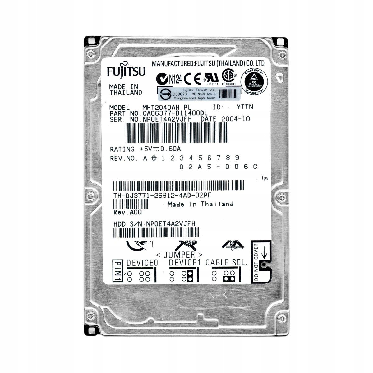 Fujitsu 40GB 5.4K 4MB Ata 2.5'' MHT2040AH