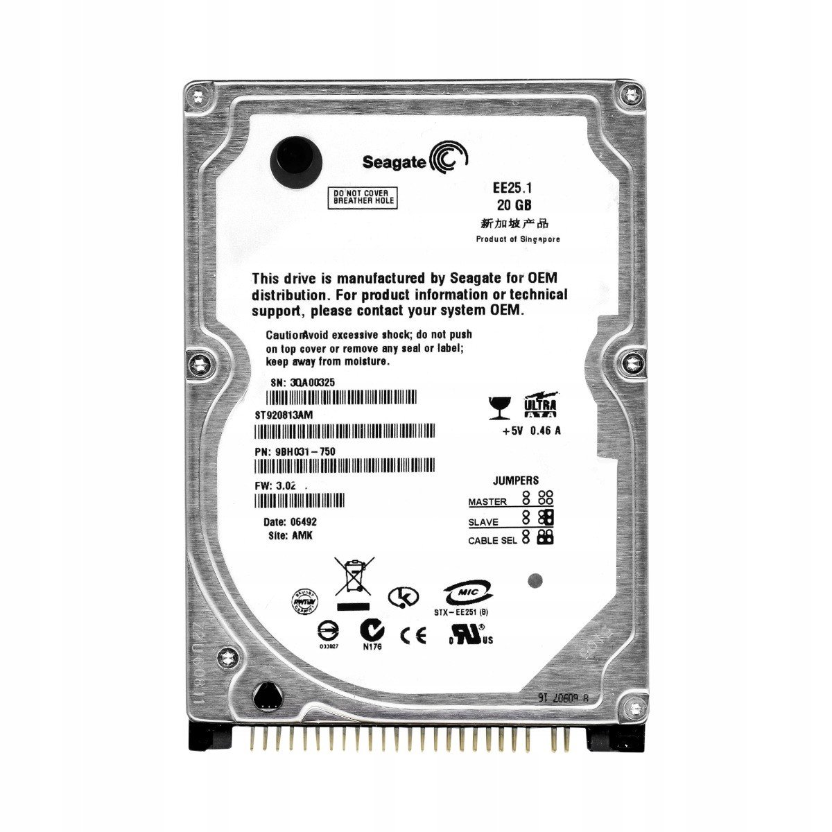 Seagate EE25.1 20GB 7.2K 8MB Ata 2.5'' ST920813AM