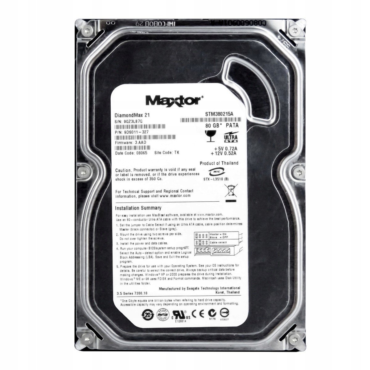 Maxtor DiamondMax 21 80GB 7.2K Ata 3.5' STM380215A