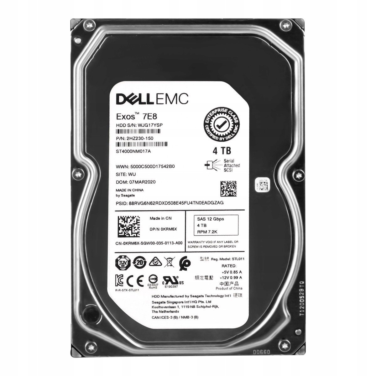 Dell 0KRM6X 4TB 7.2K 256MB SAS-3 3.5' ST4000NM017A