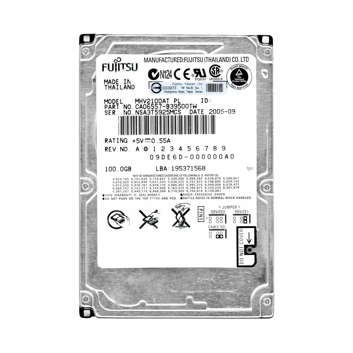 Fujitsu 100GB 4,2k 2MB Ata 2,5'' MHV2100AT