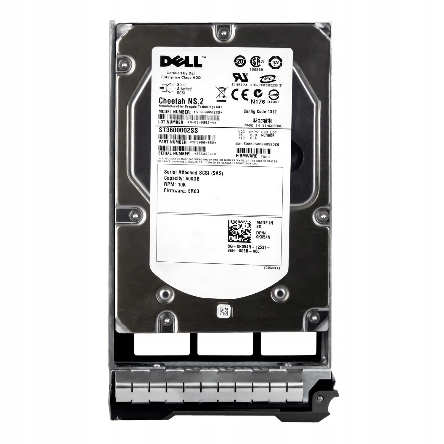Dell 0K054N 600GB 10K 16MB SAS-2 3,5' ST3600002SS
