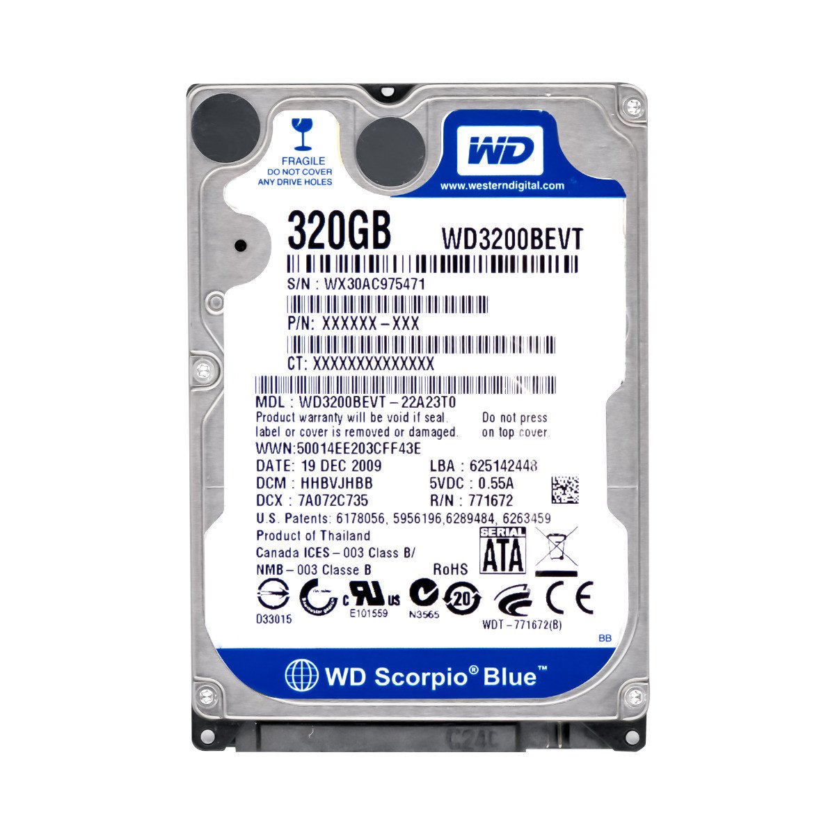 Wd 320GB 5400RPM 8MB Sata II 2,5'' WD3200BEVT