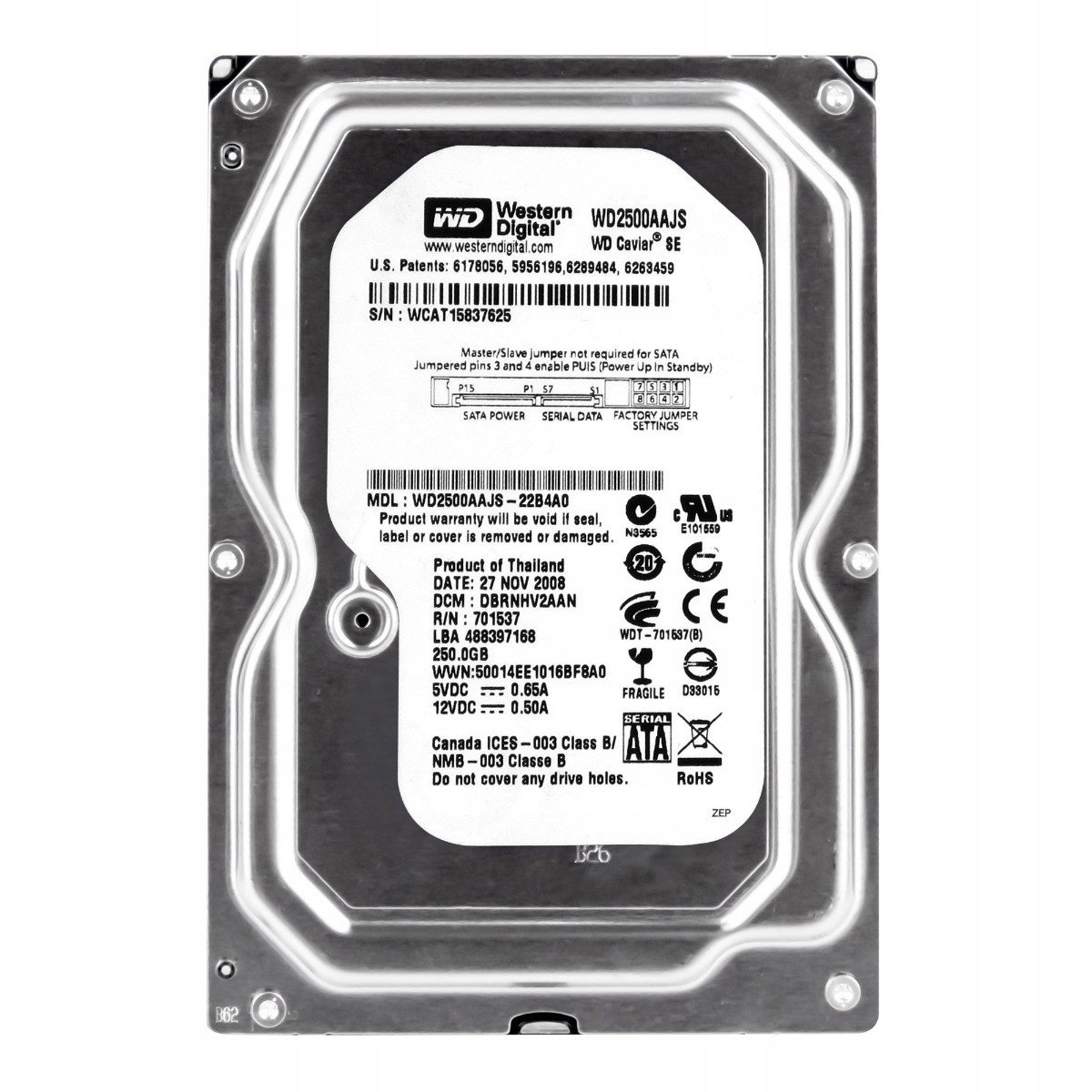Wd Caviar 250GB 7.2K Sata II 3.5'' WD2500AAJS