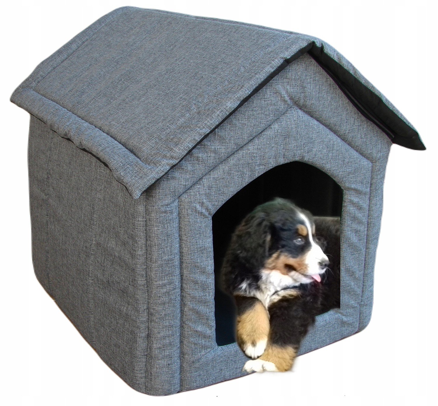 pelíšek psí bouda do domácnosti šedý len L R.3