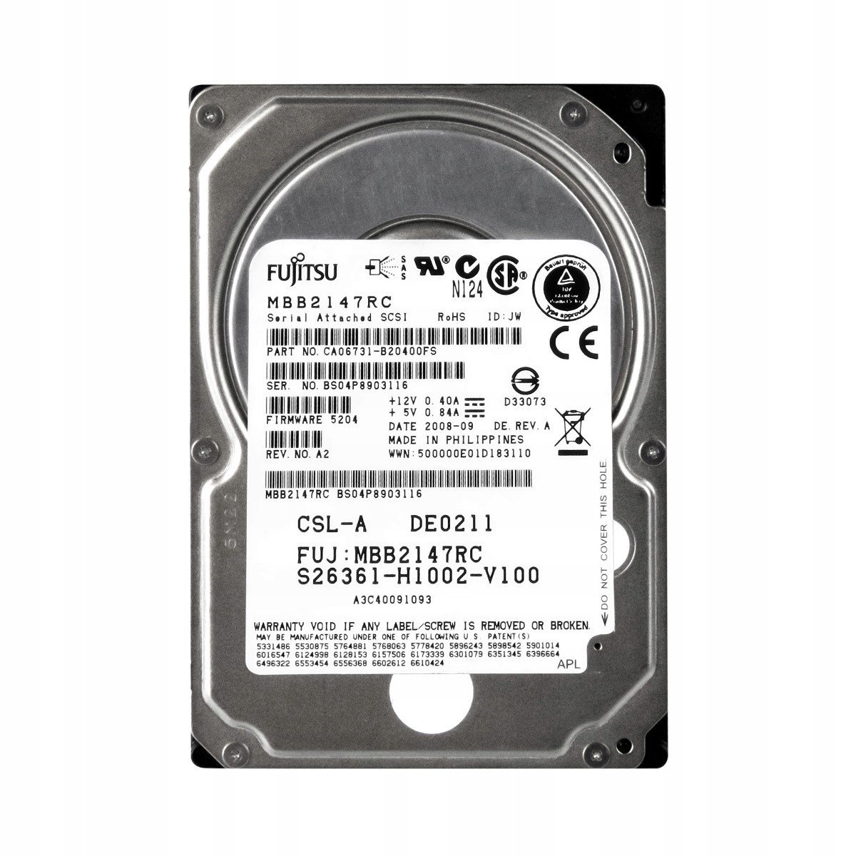 Fujitsu S26361-H1002-V100 146GB 10K 16MB Sas 2,5''