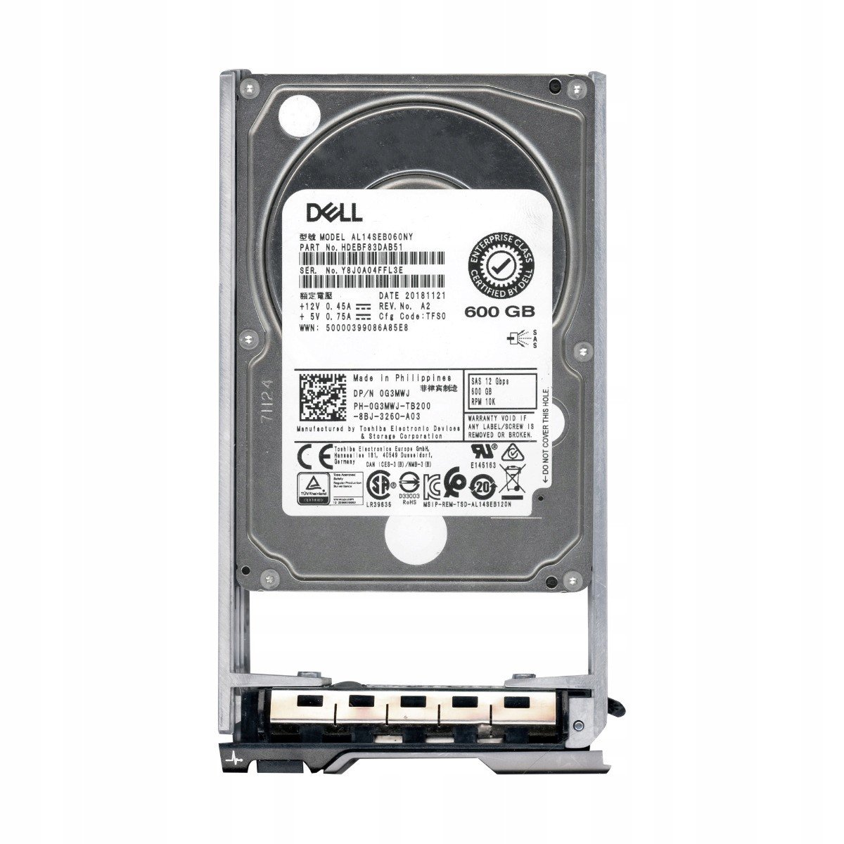 Dell 0G3MWJ 600GB 10K 128MB SAS-3 2.5 AL14SEB060NY