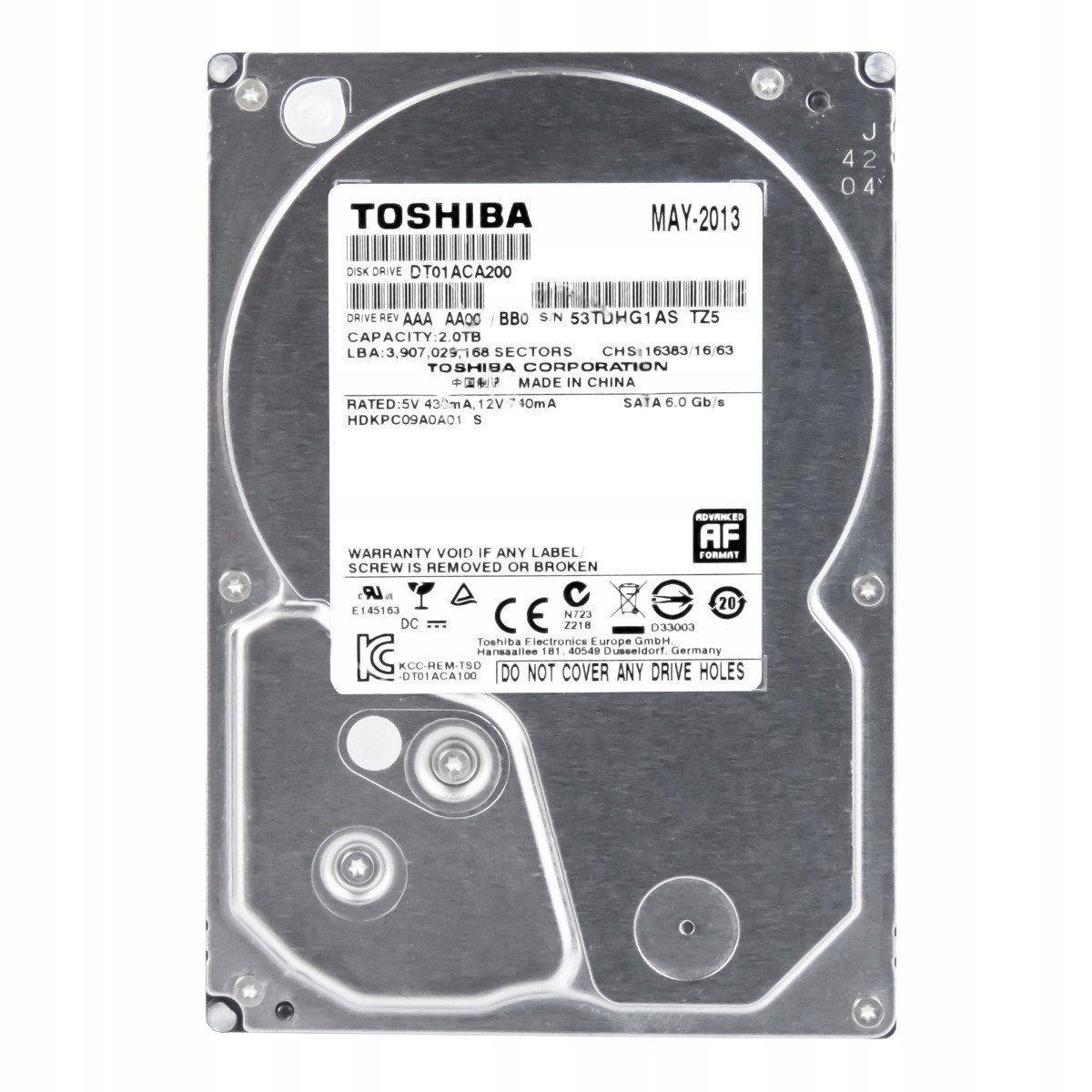 Toshiba 2TB 7.2K 64MB Sata III 3.5'' DT01ACA200