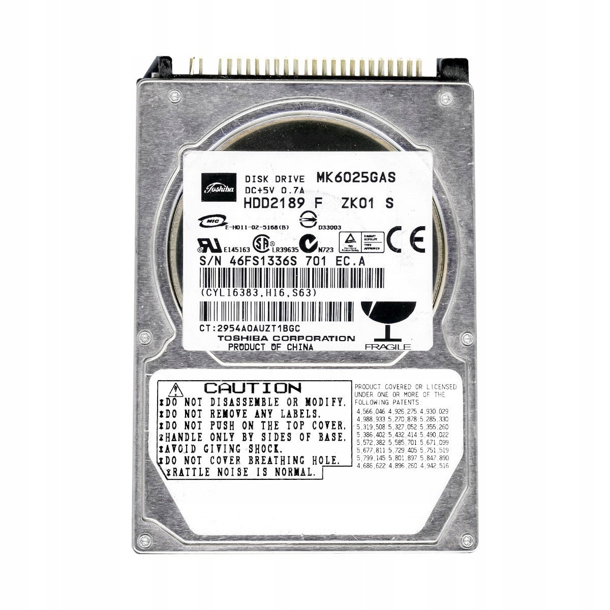 Toshiba 60GB 4,2K 8MB Ata 2,5'' MK6025GAS