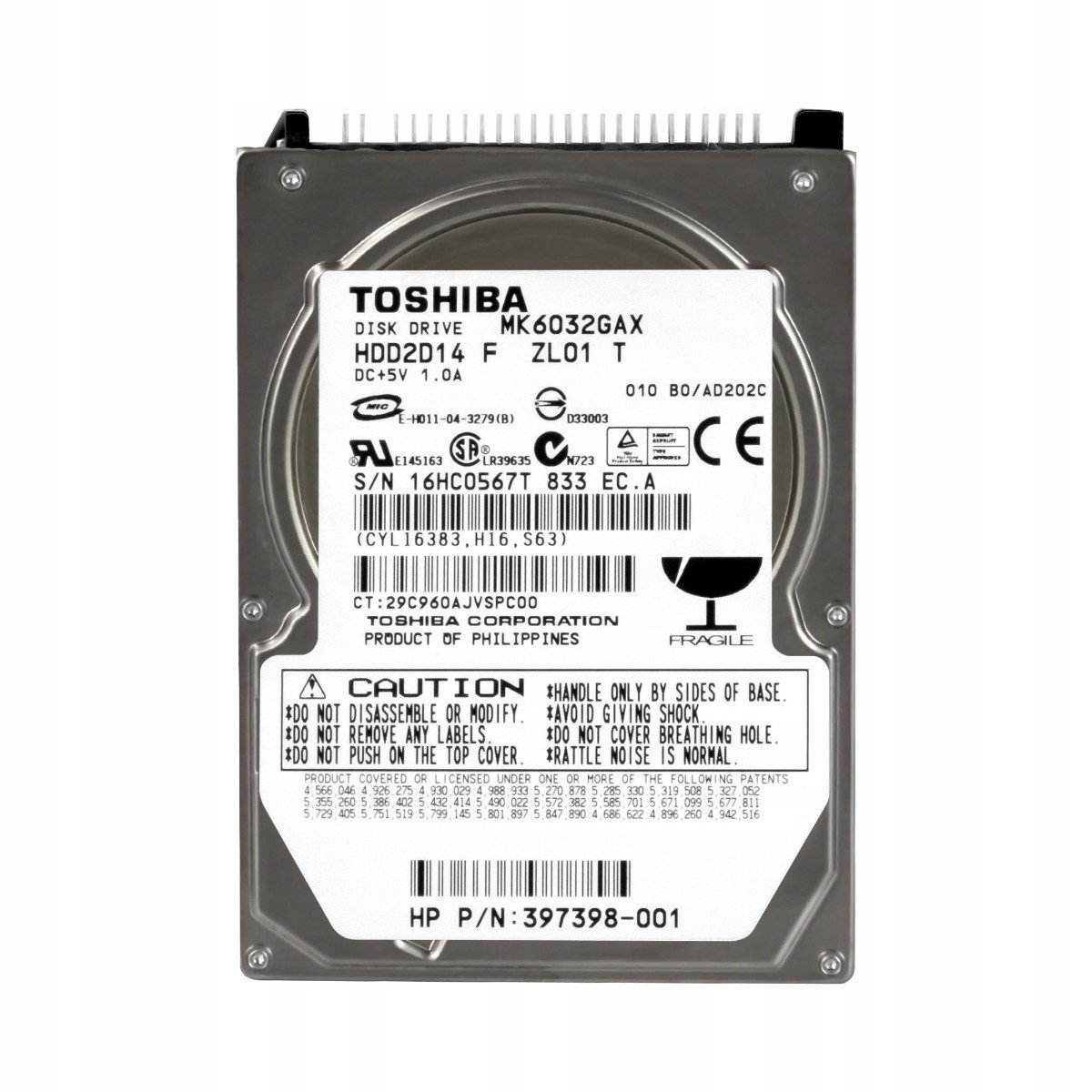 Toshiba 60GB 5,4K 8MB Ata 2,5'' MK6032GAX