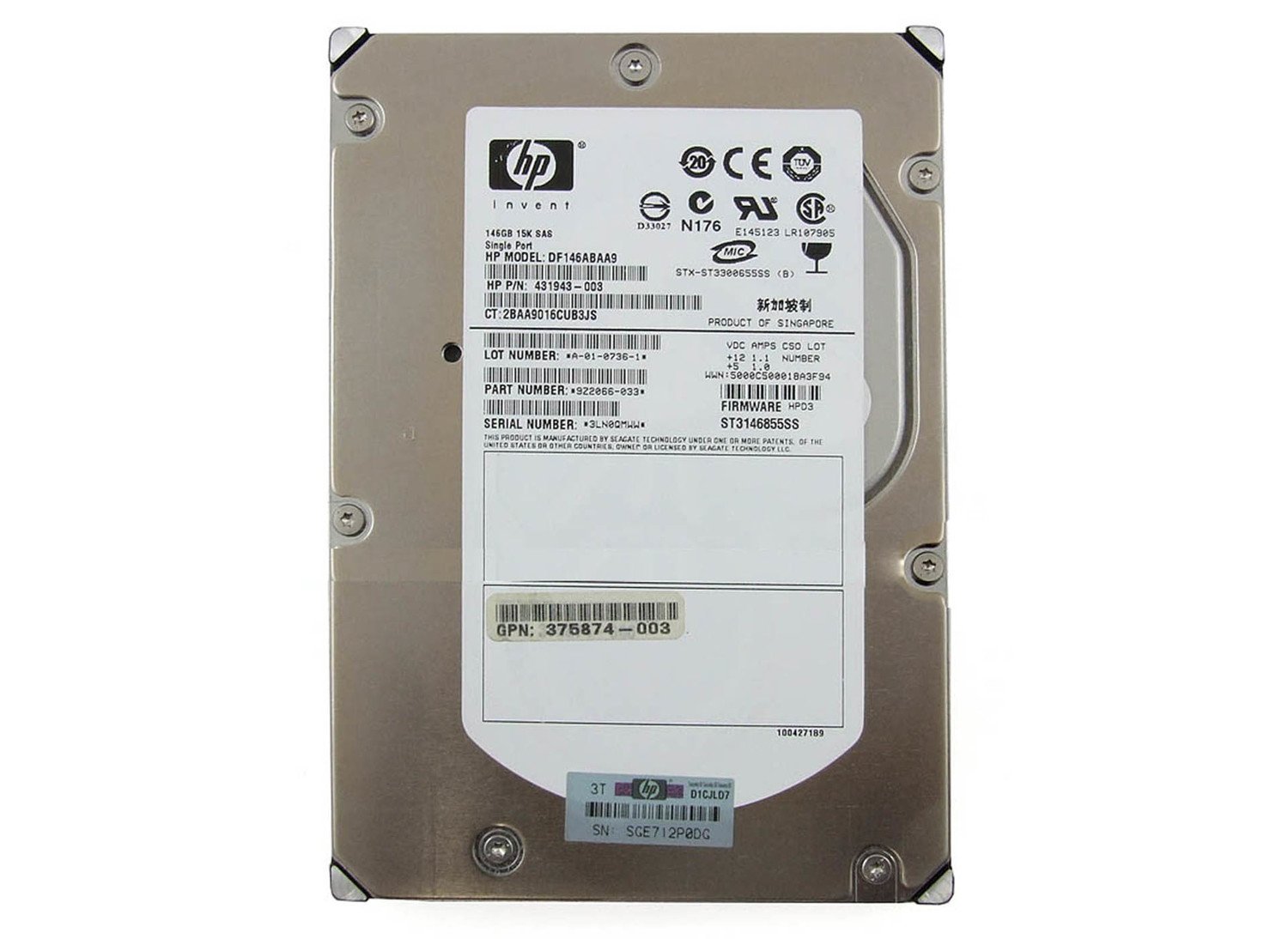 Disk Hp DF146ABAA9 146GB 15K Sas