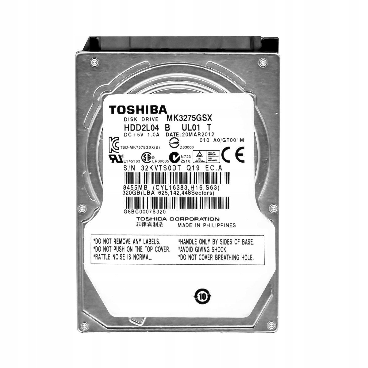 Toshiba 320GB 5,4K 8MB Sata II 2,5'' MK3275GSX