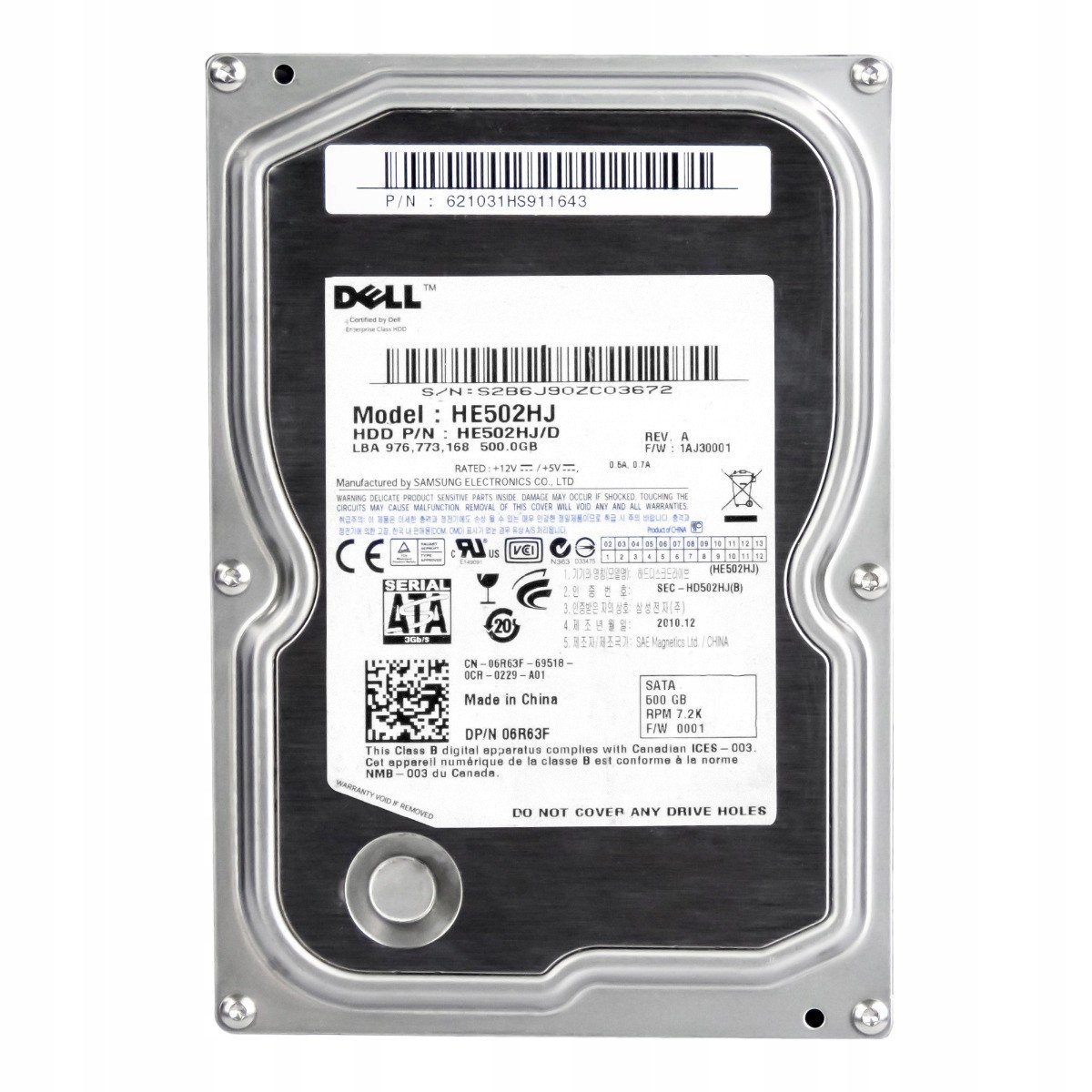 Dell 06R63F 500GB 7.2K 16MB Sata II 3.5'' HE502HJ