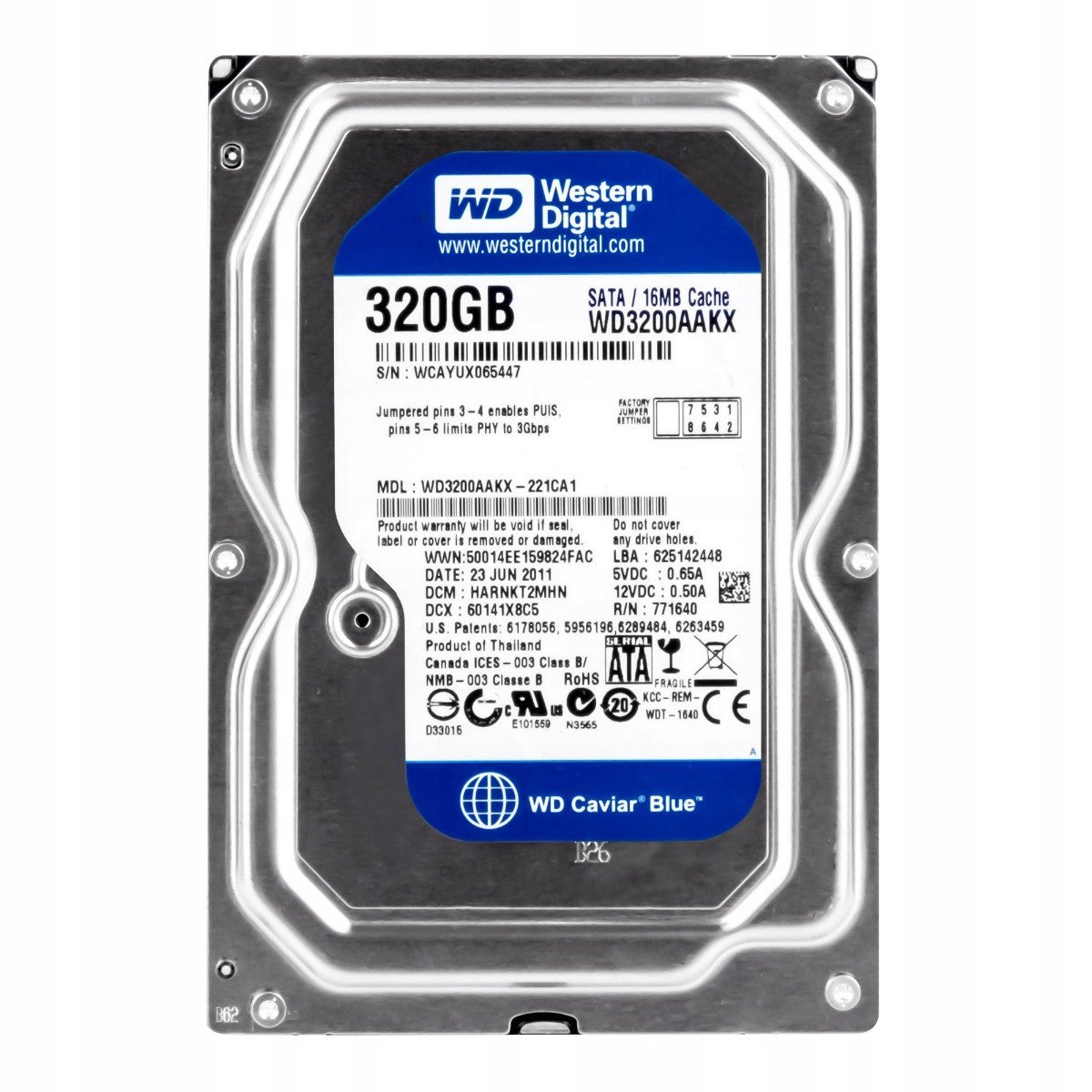 Wd Blue 320GB 7.2K 16MB Sata III 3.5'' WD3200AAKX