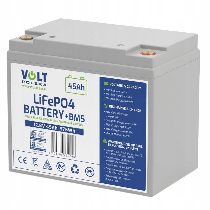 Lithiová Baterie LiFePO4 Lfp Bms 12,8V 45Ah (40A)