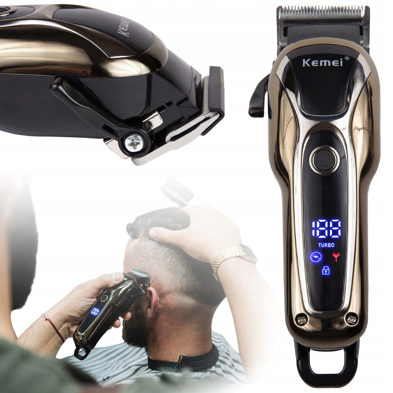 Bezdrátový Zastřihovač Vlasů Kemei Barber Usbc