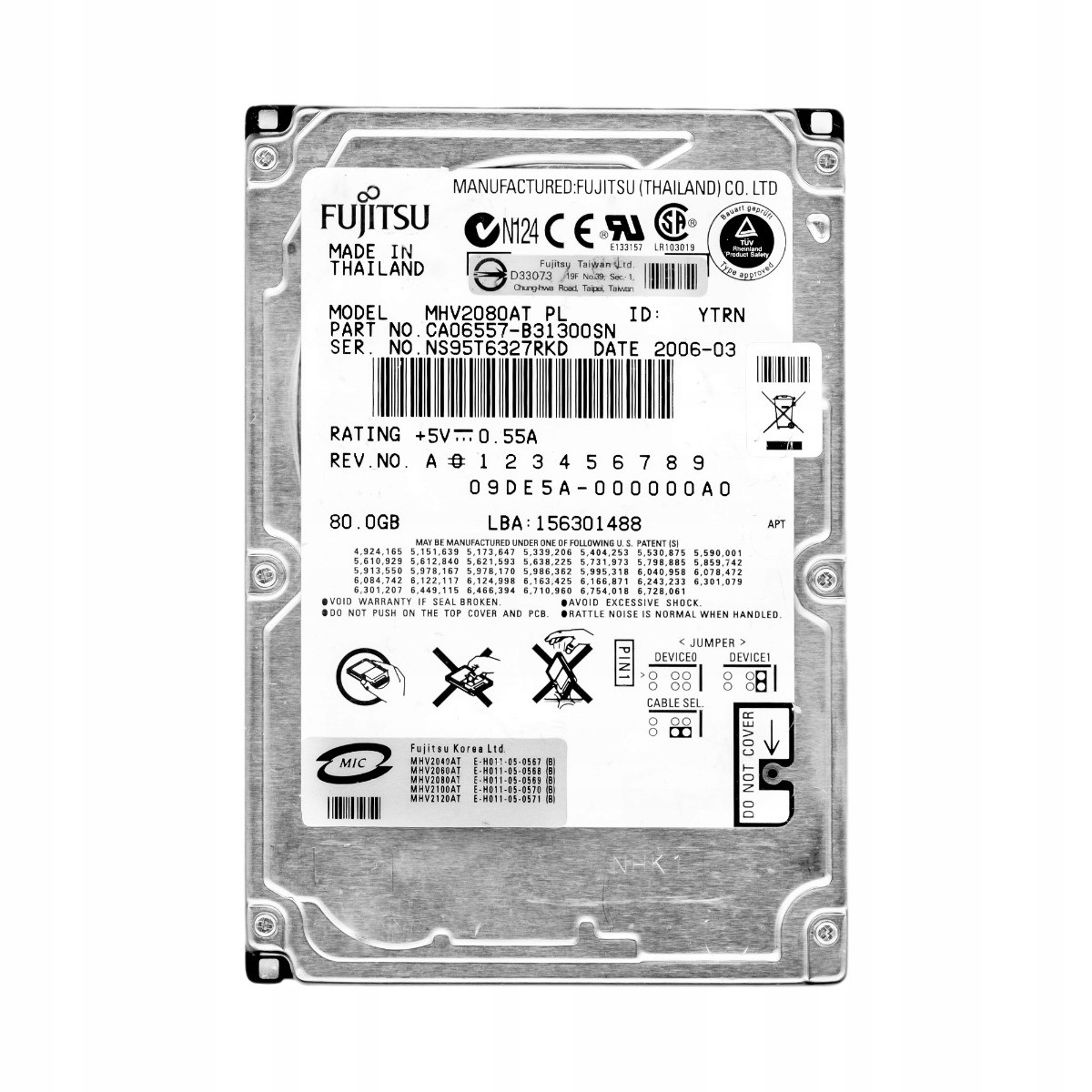 Fujitsu 80GB 4,2K 2MB Ata 2,5'' MHV2080AT