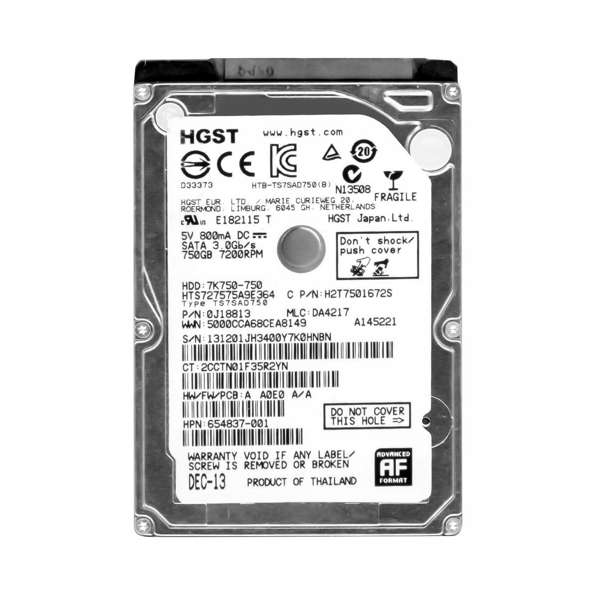 Hgst 750GB 7.2K 16MB Sata II 2.5'' HTS727575A9E364