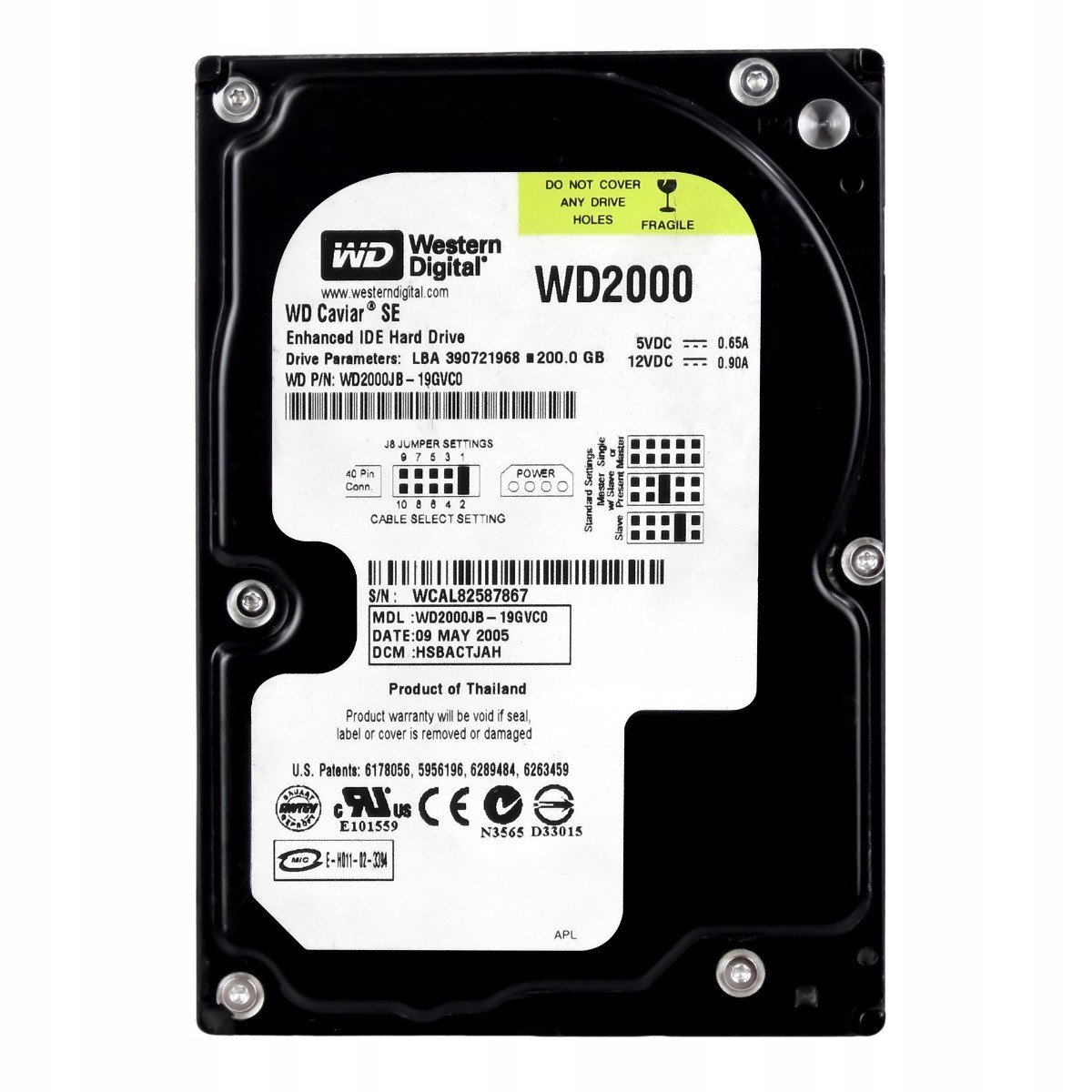 Wd Caviar 200GB 7.2K Ata 3.5'' WD2000JB-19GVC0