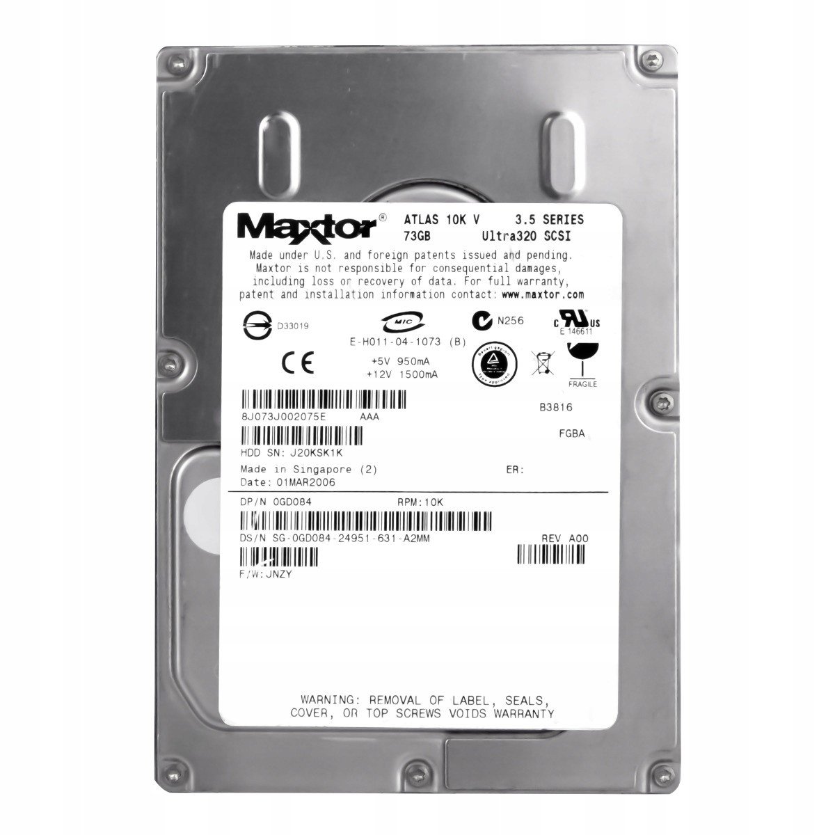 Dell 0GD084 73GB 10K Scsi U320 3,5'' 8J073J0