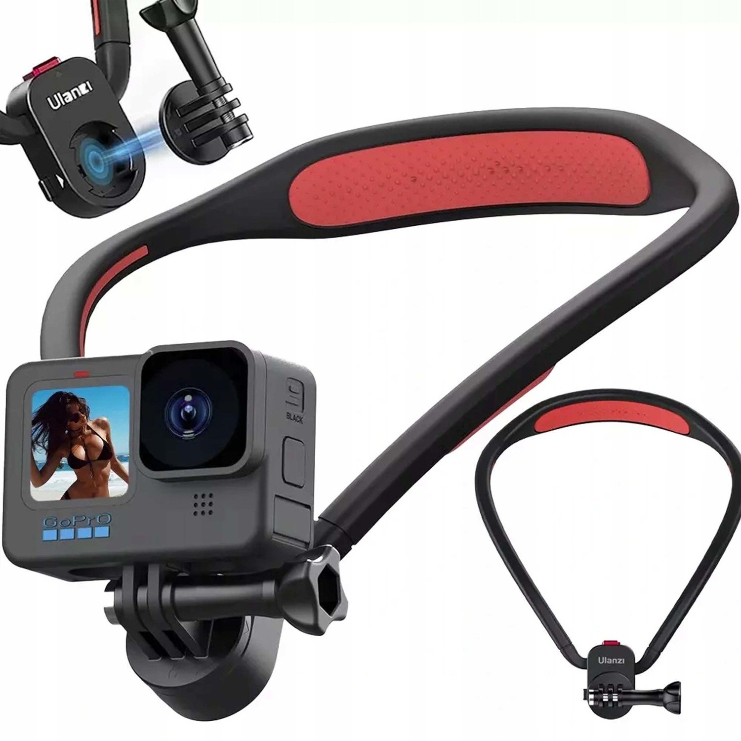 Čelenka Držák na krk pro Gopro 11 10 9 Black