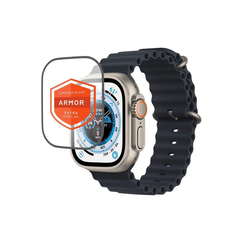 FIXED prémiové ochranné sklo Armor pro Apple Watch Ultra 49mm, s aplikátorem, černá - FIXGAW-1029