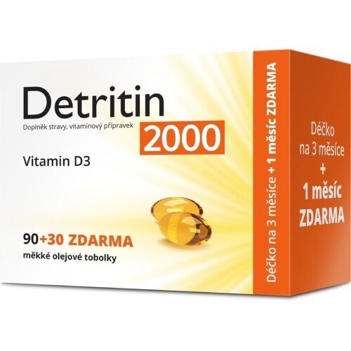 Detritin Vitamin D3 2000 Iu 90+30 Měkkých Tobolek