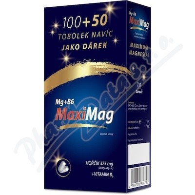 MaxiMag Hořčík 375mg + B6 tob.100+50 dárkové balení