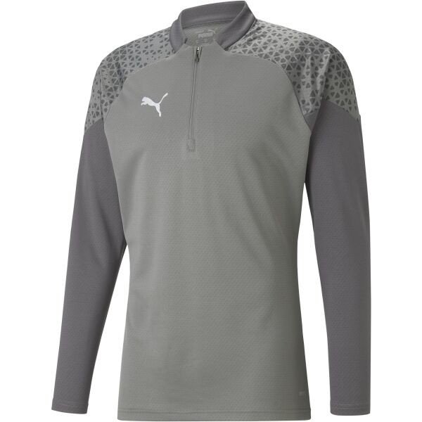 Puma TEAMCUP TRAINING 1/4 ZIP TOP Pánská sportovní mikina, šedá, velikost XXXL
