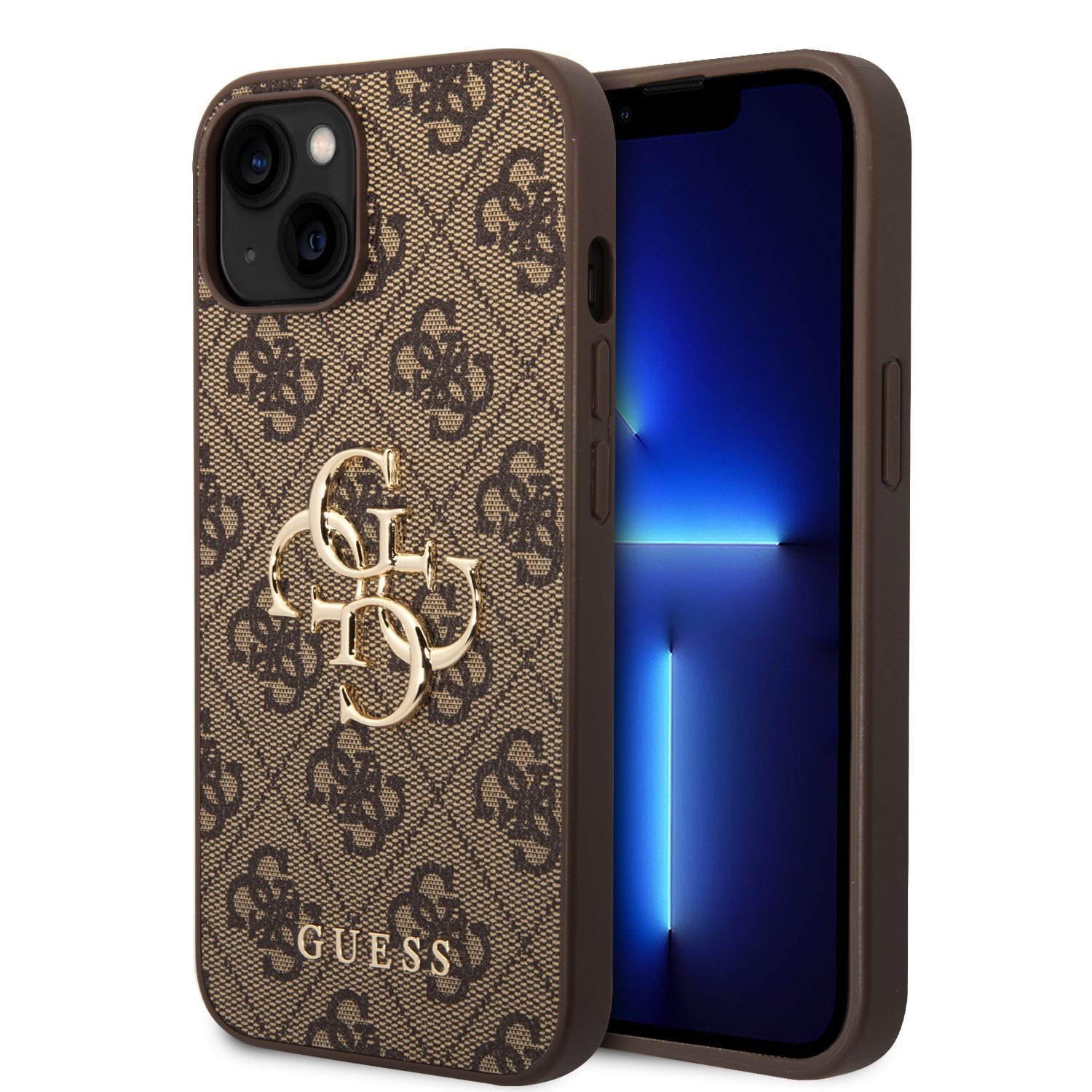 Ochranný kryt na iPhone 15 - Guess, 4G Metal Logo Brown GUHCP15S4GMGBR