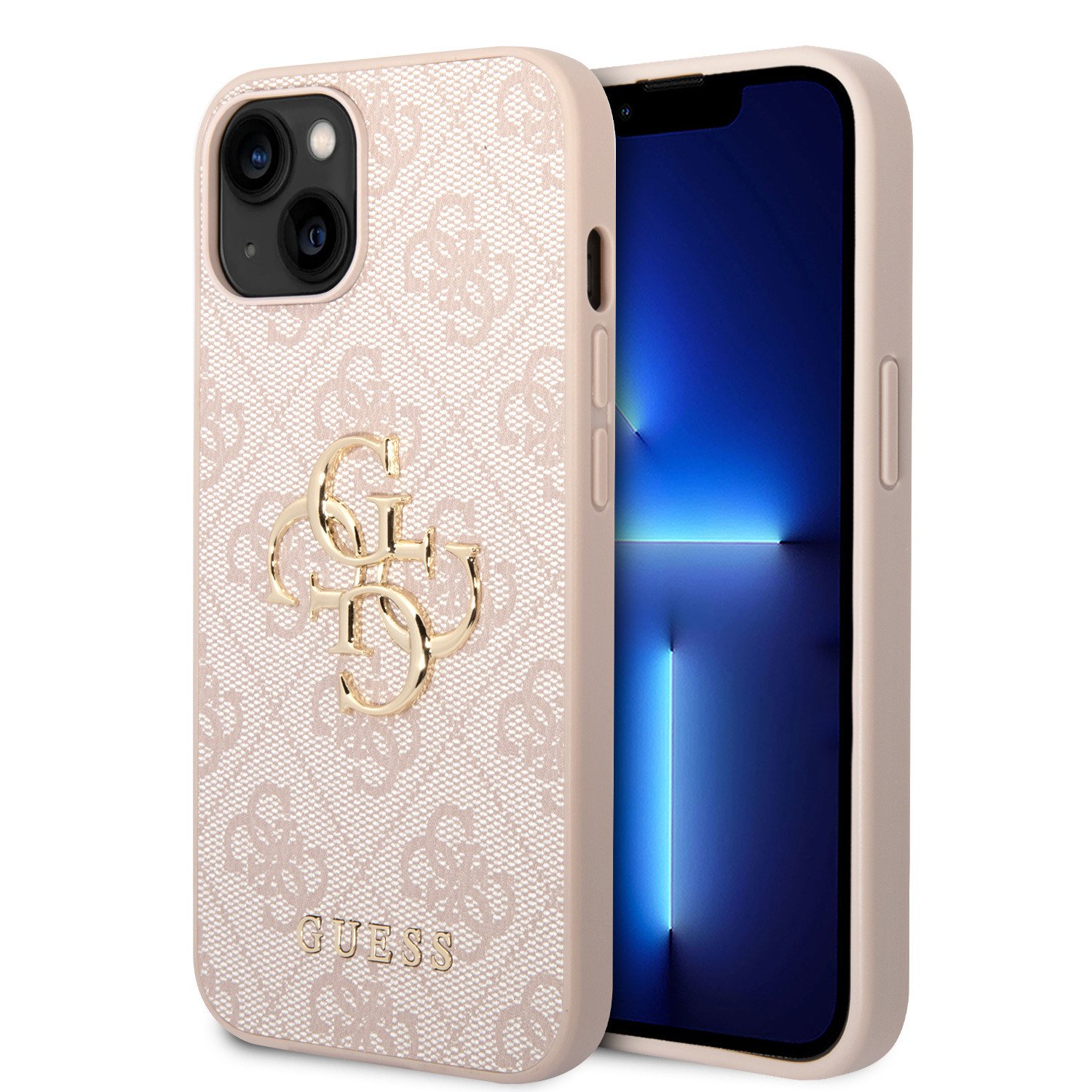 Ochranný kryt na iPhone 15 PLUS - Guess, 4G Metal Logo Pink GUHCP15M4GMGPI