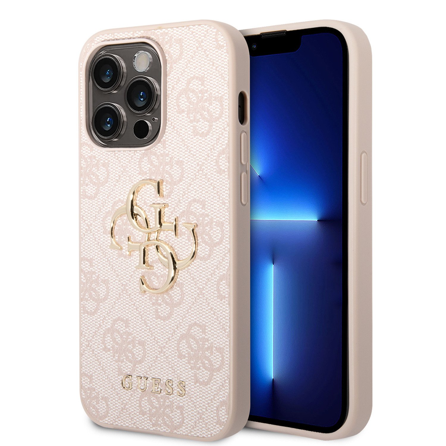 Ochranný kryt na iPhone 15 Pro - Guess, 4G Metal Logo Pink GUHCP15L4GMGPI